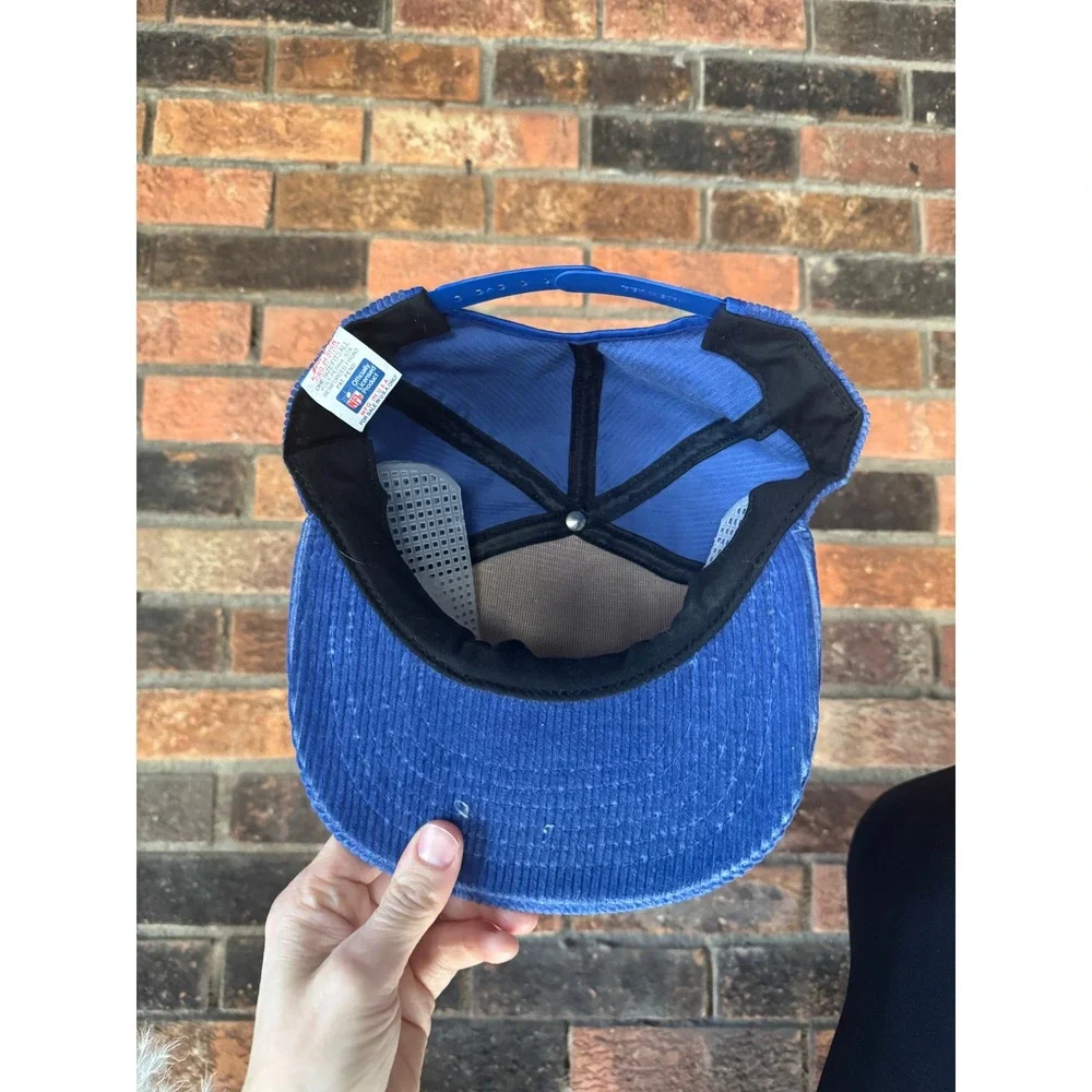 Vintage‎ Denver Broncos New Era Pro Design Corduroy Snapback Hat Blue Mens